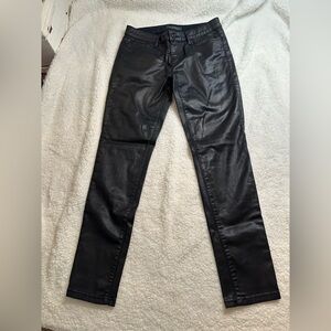 LRL Ralph Lauren Jeans Women 8 Black Modern Skinny Pants Wax Coated Leather-like